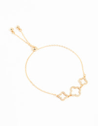 Gold Cubic Zirconia Flower Trio Bracelet - link has visual effect only