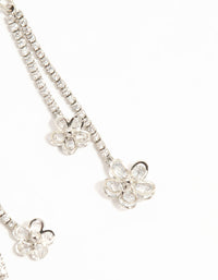 Silver Cubic Zirconia Flower Hook Drop Earrings - link has visual effect only