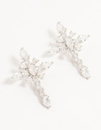 Silver Plated Cubic Zirconia Star Cross Stud Earrings - link has visual effect only