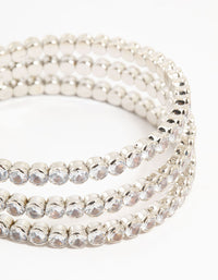Silver Cubic Zirconia Layered Wrist Cuff - link has visual effect only