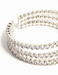 Silver Cubic Zirconia Layered Wrist Cuff - link has visual effect only
