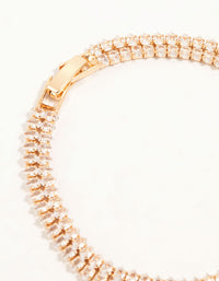 Gold Teardrop Cubic Zirconia Layered Tennis Bracelet - link has visual effect only