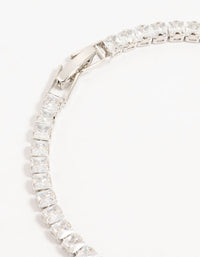Silver Cubic Zirconia Graduating Square Tennis Bracelet - link has visual effect only