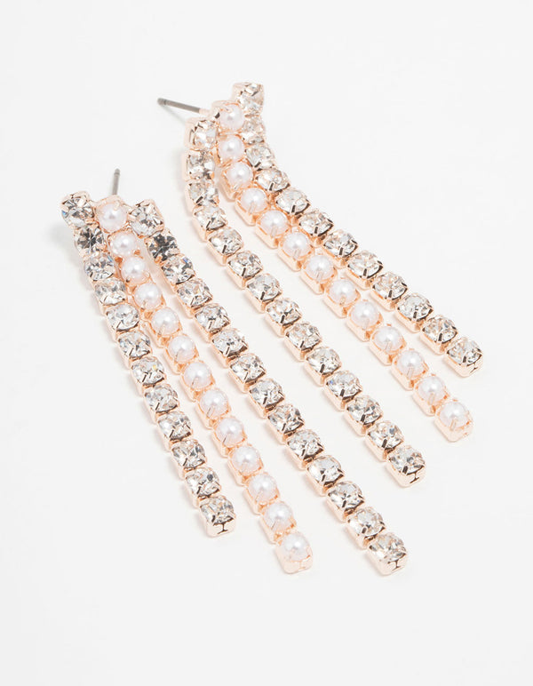 Rose Gold Waterfall Layered Drop Earrings