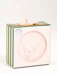 Silver Cubic Zirconia Open Double Heart Necklace - link has visual effect only