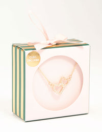 Gold Cubic Zirconia Open Double Heart Necklace - link has visual effect only