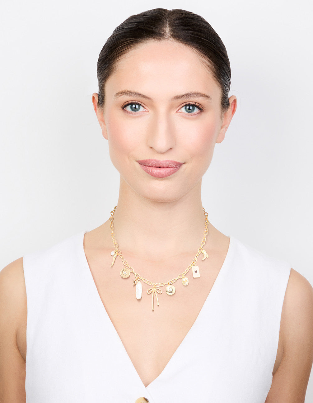 Gold Plated Bow & Star Charm Necklace