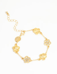 Gold Plated Brass Flower Bracelet - link has visual effect only