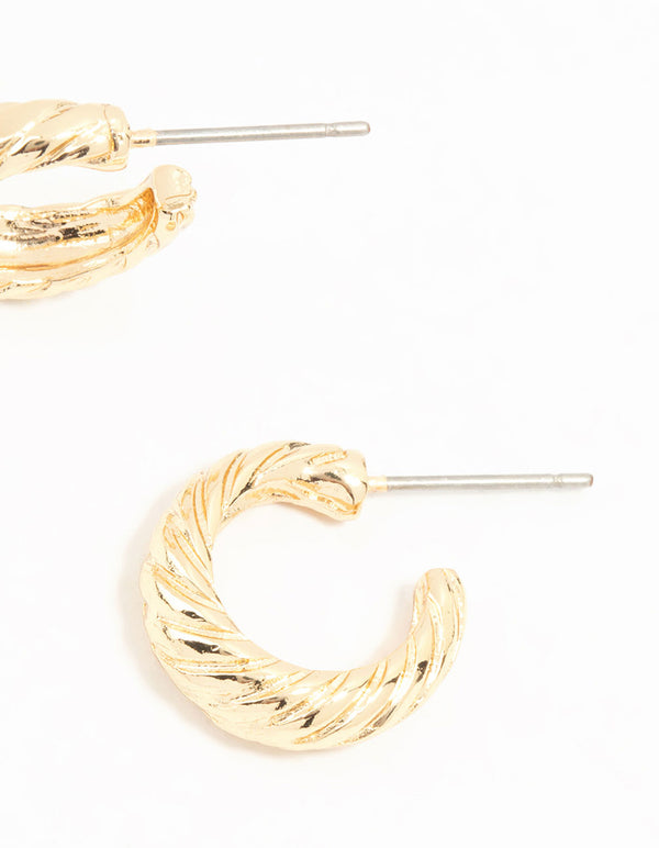 Gold Crescent Hoop Earrings