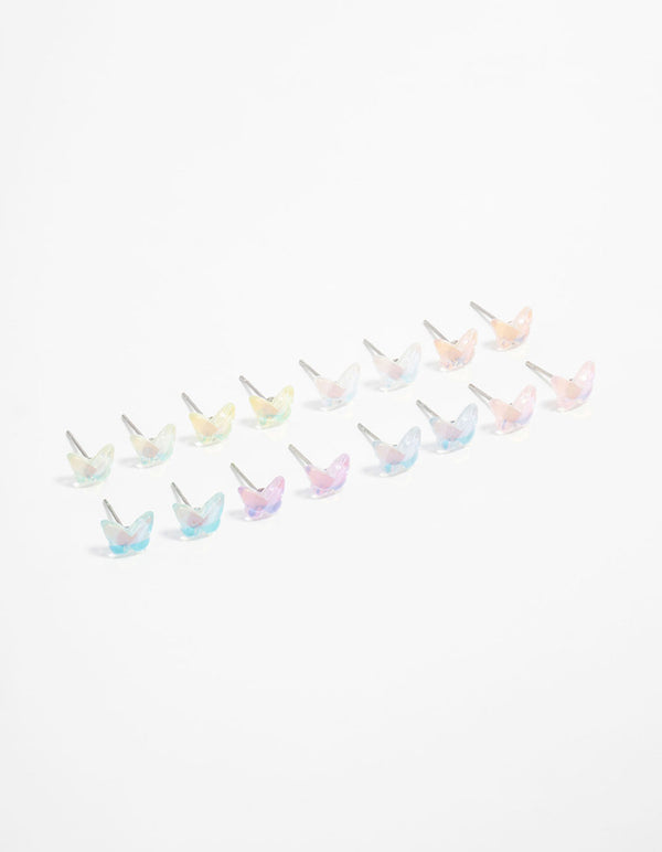 Acrylic Basic Butterfly Stud Earrings 8-Pack