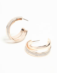 Rose Gold Glitter Double Strand Hoop Earrings - link has visual effect only
