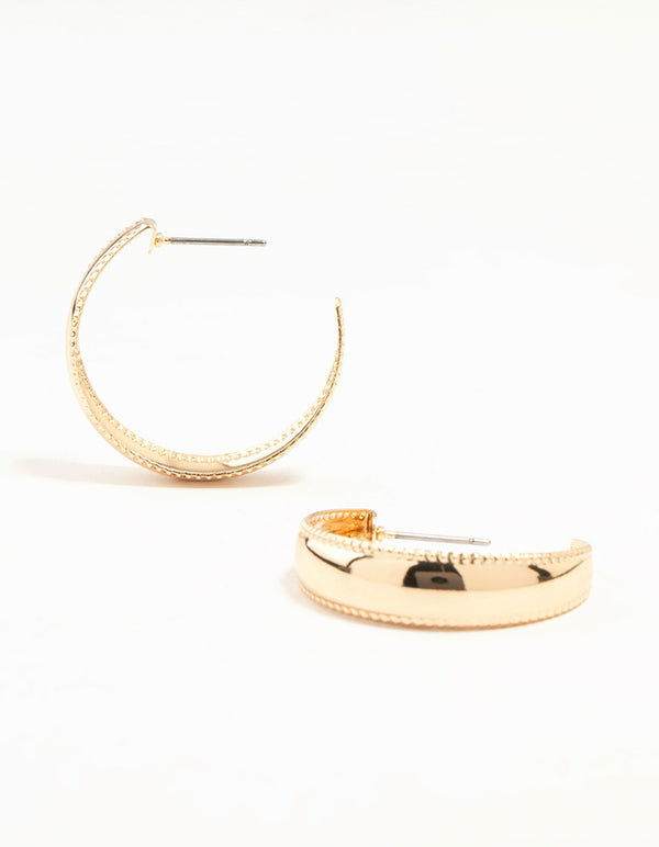 Gold Dot Border Hoop Earrings