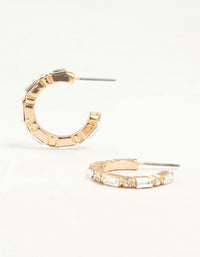 Gold Mixed Shape Diamante Hoop Earrings - link has visual effect only
