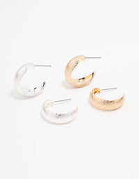 Mixed Metals Sandblast Hoop Earrings 2-Pack - link has visual effect only