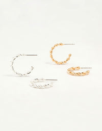 Mixed Metal Twisted Hoop Earrings 2-Pack - link has visual effect only