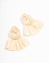 Gold Raffia Fan Drop Earrings - link has visual effect only