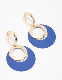 Gold Blue Circular Drop Earrings - link has visual effect only