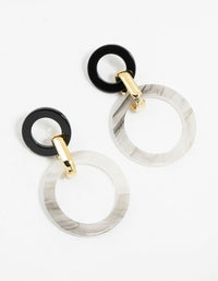 Black & White Marbled Acrylic Circle Drop Earrings - link has visual effect only