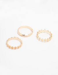 Gold Flower Vine Stacking Rings 3-Pack - link has visual effect only