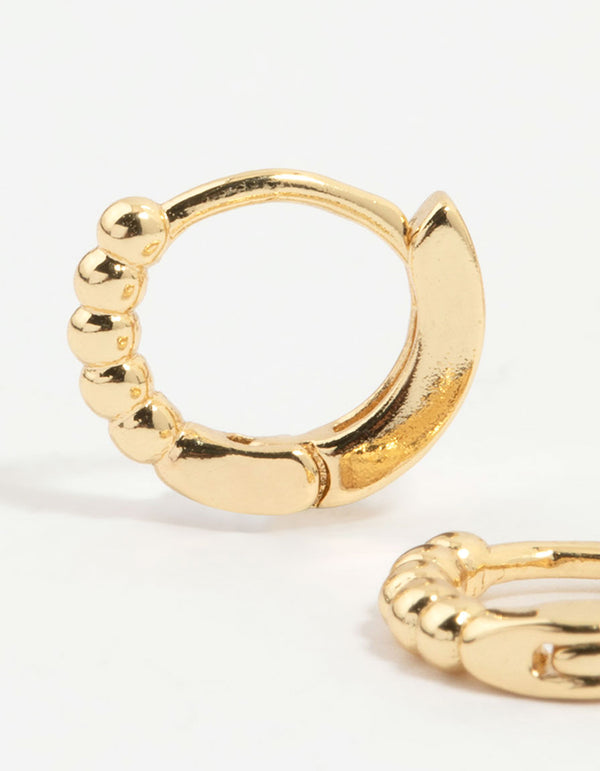 Gold Plated Pink Cubic Zirconia Bow Huggie Earrings 3-Pack