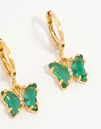 Gold Plated Green Cubic Zirconia Butterfly Earrings 3-Pack - link has visual effect only