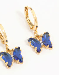 Gold Plated Blue Cubic Zirconia Butterfly Earrings 3-Pack - link has visual effect only