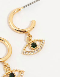 Gold Plated Cubic Zirconia Evil Eye & Moon Earrings 3-Pack - link has visual effect only