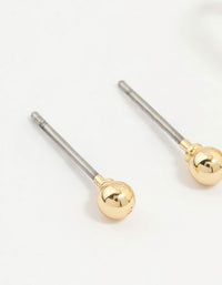 Gold Plated Pink Cubic Zirconia Flower & Heart Earrings 3-Pack - link has visual effect only