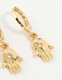 Gold Plated Hamsa Hand & Evil Eye Earrings 3-Pack - link has visual effect only