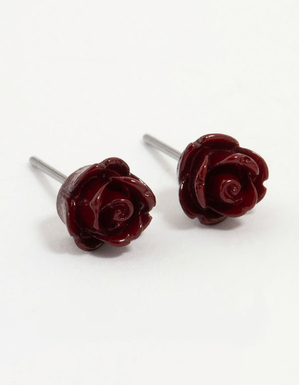 Gold Plated Sword & Burgundy Rose Earrings 3-Pack