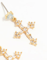 Gold Plated Cubic Zirconia Cross Drop Earrings - link has visual effect only