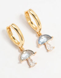Gold Plated Blue Cubic Zirconia Mushroom Huggie Earrings - link has visual effect only