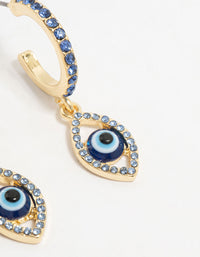 Gold Plated Diamante Evil Eye Drop Earrings - link has visual effect only