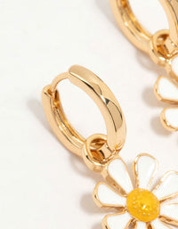 Gold Plated Daisy Huggie Earrings - link has visual effect only