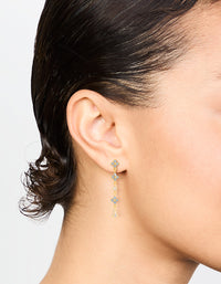 Gold Plated Blue Cubic Zirconia Floral Drop Earrings - link has visual effect only