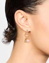 Gold Plated Heart & Lock Drop Huggie Earrings - link has visual effect only