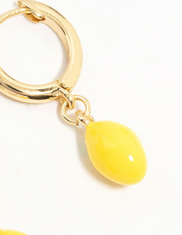 Gold Plated Lemon Huggie Earrings