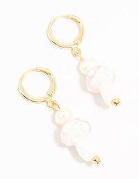 Gold Plated Pearl Beaded Mushroom Huggie Earrings - link has visual effect only