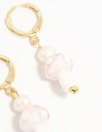 Gold Plated Pearl Beaded Mushroom Huggie Earrings - link has visual effect only