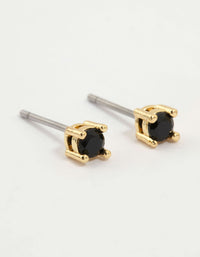 Gold Plated Black Cubic Zirconia Snake Huggie Earrings 3-Pack - link has visual effect only