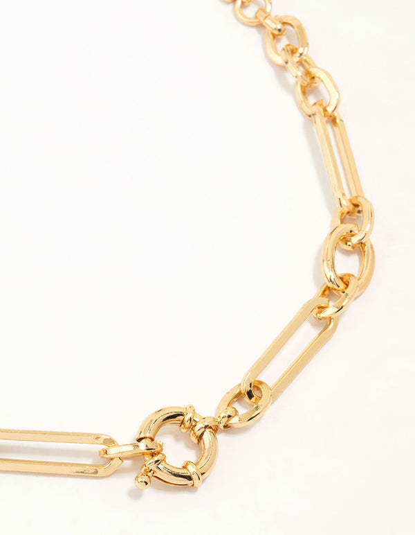 Gold Plated Mixed Link Necklace