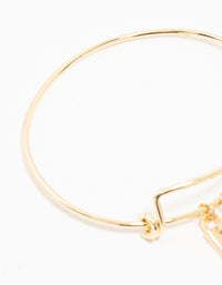 Gold Plated Heart & Key Charm Bangle - link has visual effect only