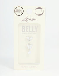 Surgical Steel Cubic Zircornia Double Butterfly Drop Belly Bar - link has visual effect only