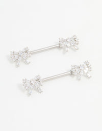 Surgical Steel Cubic Zirconia Double Bow Nipple Piercings 2-Pack - link has visual effect only