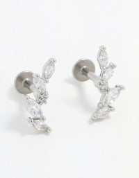 Surgical Steel Marquise Crawler Flat Back Earrings 2-Pack - link has visual effect only