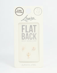 Gold Plated Surgical Steel Cubic Zirconia Triangular Flat Back Studs Pack - link has visual effect only