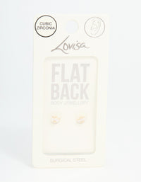 Gold Plated Surgical Steel Cubic Zirconia Marquise Flat Back Pair - link has visual effect only