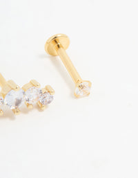 Gold Plated Surgical Steel Round Crawler Flat Back Studs 3-Pack - link has visual effect only