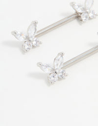 Titanium Cubic Zirconia Butterfly Nipple Bars 2-Pack - link has visual effect only