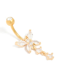 Gold Plated Titanium Cubic Zirconia Butterfly Belly Bar - link has visual effect only